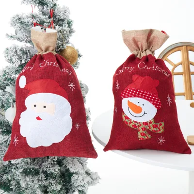Wholesale Gift Bag Set Custom Drawstring  Linen Bag Small Cloth  Christmas Holiday Candy Bag