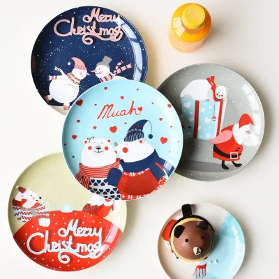 8 Inch Nordic Style Christmas Ceramic Tableware Steak Plate Western Dim Sum Dish