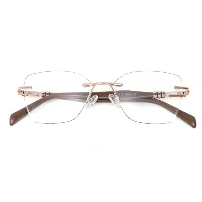 High Quality Square Frameless Glasses with Acetate Arm Print Pattern Unisex Fashion Trend