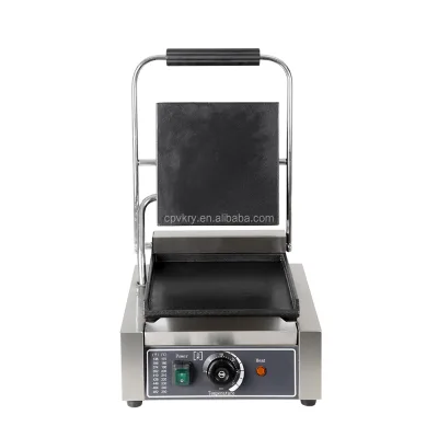 Commercial Electric Non-Stick Single Board Flat Pressure Plate Panini Contact Grill Removable Oil Box Easy Clean Household Hotel