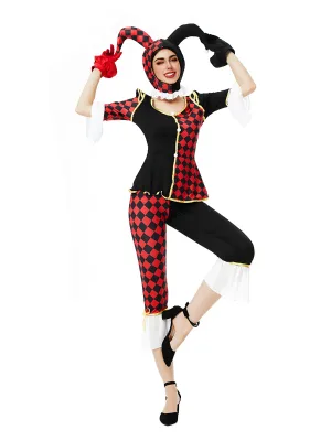 Halloween Adult Sexy Circus Clown Cosplay Costume Dark Carnival Performance Outfit