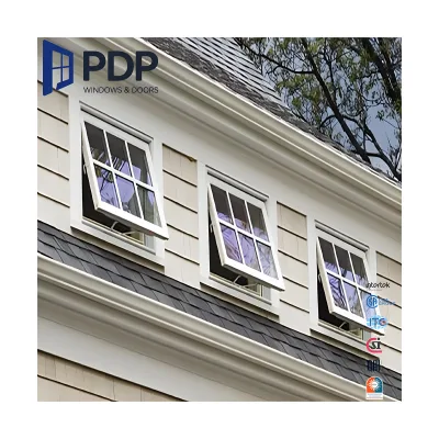 PDP Double Glazed Steel Awning Windows for Home Picture Hopper Arch French Design for Staircase Louver Curtain Type Invisible