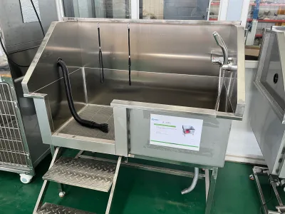 Electric Lifting Pet Bathing Pool 304 Stainless Steel Height Adjustable Scissor Lift Grooming Salon Veterinary Clinic Simple