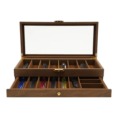 Knife Display Case, Knife Storage Box, 2-Tier Knife Display Case Organizer