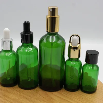 Wholesale High Quality 20ml Green Spraying Coating Essential Oil Glass Dropper Bottle Spray Bottle
