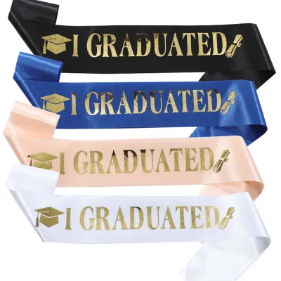 I Graduated Satin Sash Sashes for 2025 Happy Graduation Party Decor Congratulation Grad Photo Booth Decor Supplies