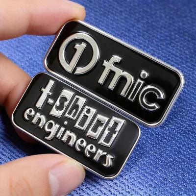 Custom Wholesale 3D Raised Metallic TPU Patch Chrome Silver Finish Personalized Logo Matte Black Clothing Label