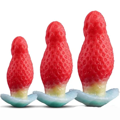 Silicone Luminous Mixed Color Anal Plug & Dildo Strawberries Model for Female Masturbation