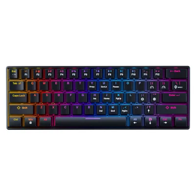 Wired Mechanical Gaming Keyboard USB Type-C Interface 61 Keys Mixed Color Backlit ABS Material Plug and Play for Laptop Desktop