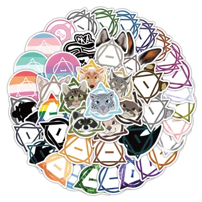 50PCS Trendy Colorful Animals Cartoon Wolf Cat Dog Therian Stickers