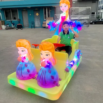 Princess Aisha New Children's Electric Bumper Car with Lights and Children's Songs Timing Remote Control Double Bumper Car