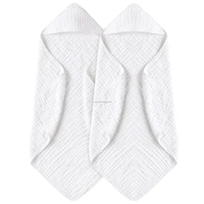 100% Muslin Cotton Soft Absorbent Woven QUICK-DRY Newborn Custom 80*80cm Lily White Hooded Baby Blanket Cartoon Animal Design