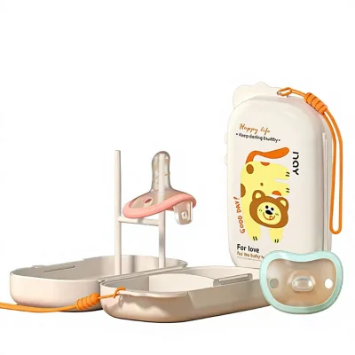 Noain Soothing Silicon Pacifier Set Slow Flow Bedtime Crying Relief Anti-Colic Features 2-Pack Portable Storage Case for Babies