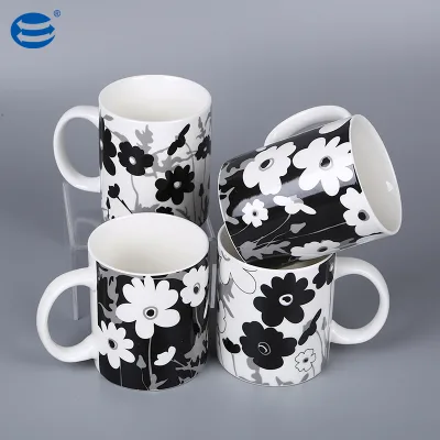 Excellent high quality Black and white floral pattern tableware set new bone china coffee mug set coffee mug gift set