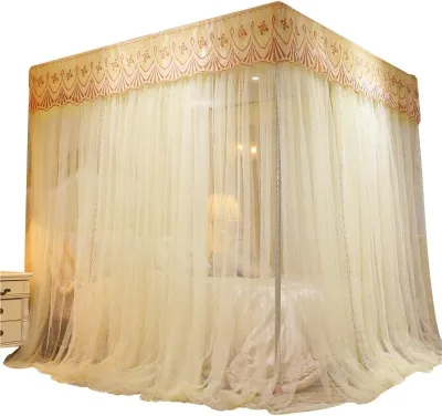 Luxury High Quality Folding Netting Large Square Palace Bedroom Bed Mosquito Net for Home Outdoor Door Camping-King Double Bed
