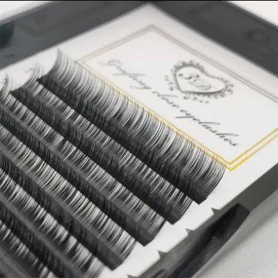 Handmade Eyelash Extensions With Personal Logo Lash Korean Silk Glamourous Natural Black Look Own Brand Lash Packaging Box