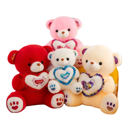 Stuffed Plush Animal Cartoon Plush Toy Hug Heart Glowing Doll Plush Toy Pillow Girls and Children Gifts Christmas Gift