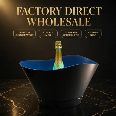 Wide-Mouth Ice Bucket with Base, Dual-Color Structure, Champagne Cooler, Bar Beverage Chiller for Restaurants, Home Parties, OEM