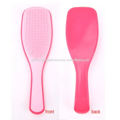 TT hair brush Wholesale Plastic Colorful Long Handle Wet Dry Lovely Hair Detangler Brush Detangling Hair Brush For Curly Hair