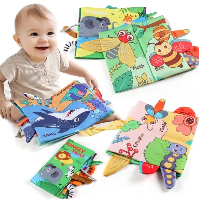 Baby Soft Polyester Cloth Book Toy Black White Activity Sensory Books Babies Kids Early Development Montessori Toys