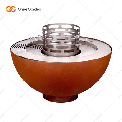 Modern Steel Barbecue Grill with Burn Pit Contemporary Style Barbicue Grill