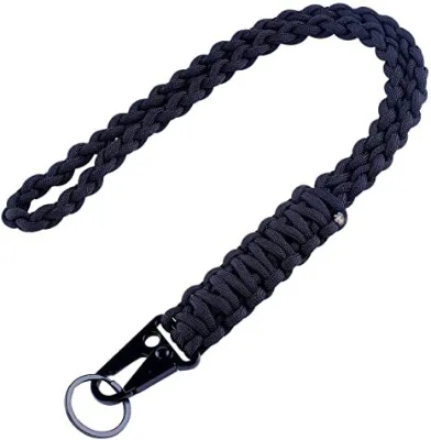 Outdoor Heavy Duty Braided 550 Paracord Neck Lanyard Keychain for ID Card Badge Holder Camera Wallet and Keys
