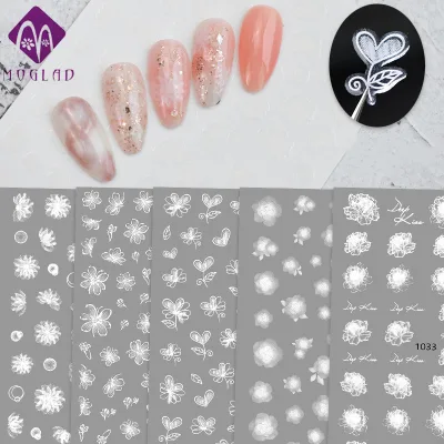 Popular White Transparent Flower Nail Art Sticker Decal 3D Stereoscopic Nail Accessories