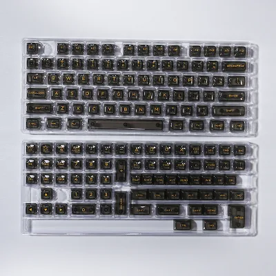 Ancreu 143 Keys Black Transparent Crystal DSA Profile Custom Keycaps for Mechanical Keyboard