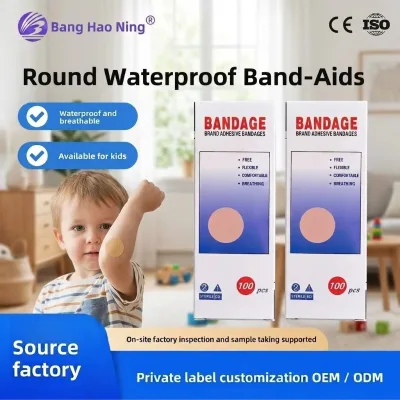 Source Factory OEM/ODM Medical Grade Waterproof Round PE Adhesive Bandages, Disposable 22mm Dia 100 Pcs/Box Band-Aids