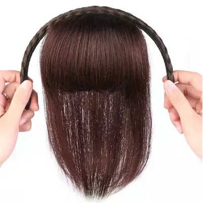 In Stock 40 cm Braid Hair Bangs Human Hair Topper for Women