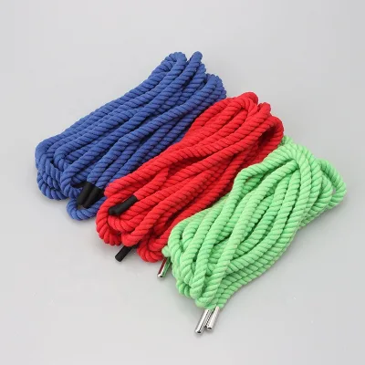 Fashion Custom 8mm Braid Round Cotton Twisted Rope Shoelaces for Shoelaces