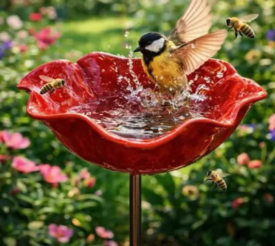 Metal Flower Garden Bird Feeder