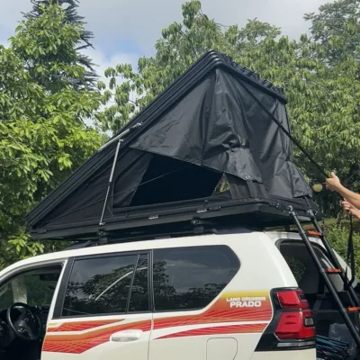 Camping Waterproof Free Ladder Vehicle Mounted Lightweight Aluminum Black Grey High Quality Hard Shell Roof Top Tent Four-Season