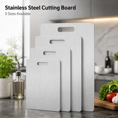 Wholesale Stainless Steel Cutting Board Double Sided Chopping Board for Kitchen Meat Fruit Vegetable Food Prep