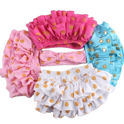 High Quality Baby Bloomers Infant and Toddler Gold Dot Ruffle Bloomers Boutique Baby Girl's Bloomers