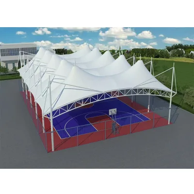High Tensile Membrane Canopy PVDF1050 UV Block Fabric Sport Roof for Philippines Pickleball Court Sun Rain Protection Tent