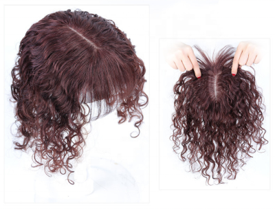 Stock Natural Hairline Curly Silk Base Hair Topper for Women