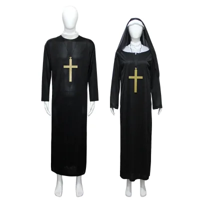 Halloween Costumes Adult Priests and Nuns Role-play Black Priests Dressed As Sisters of the Virgin Mary of Jesus