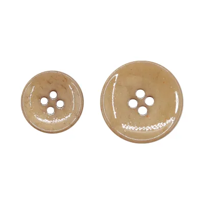 In-stock Wholesale High-quality Flat Round 4-hole Khaki Genuine Bone Buttons Custom Suit Buttons Natural Premium Sewing Buttons