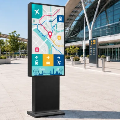 AIYOS AI Voice Assistant Outdoor Wayfinding Digital Kiosk Multi Language Interactive Directory IP66 Commercial Smart Display