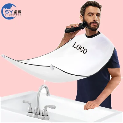 Customized Logo White Black Non-stick Men Shaving Trimming Beard Capes Waterproof Household Shave Bib Cape With Suction Cups