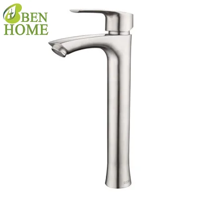 304 Brushed Stainless Steel Brushed Hot and Cold Water Tap Lead Free Heightened Free Standing Modern Faucet Basin