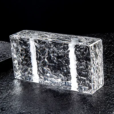 High Standard Fine Workmanship Rectangle Double-sided Ice Pattern with Hole Crystal Brick Solid Glass Block