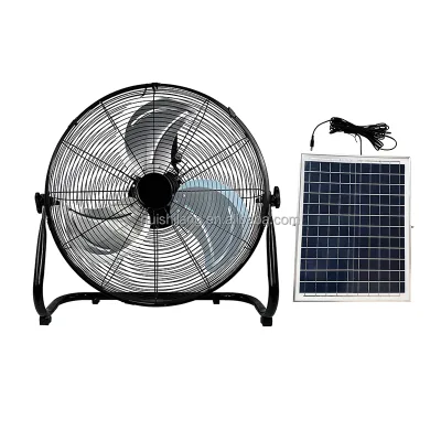 Solar 110 240 Voltage Switch Botton Fan 20 Inch Outdoor Air Cooling Industry Stand Fan