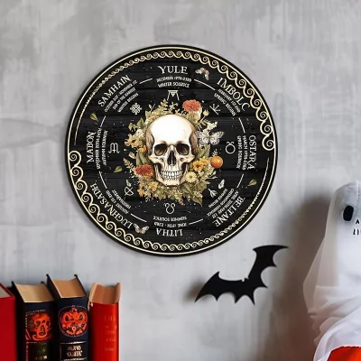 New Wooden Halloween Horror Skull Pendant Retro Party Decorative Pastoral Design Washable Wall Decoration Door Plate Listing