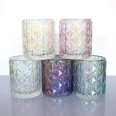 Embossed Colored Glass Votive Holder Candlestick and Incense Holder DIY Home Decoration Gift for Foreign Trade Relief