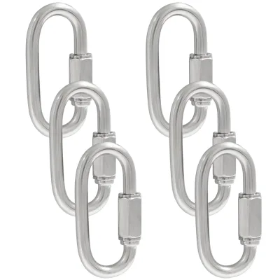 304 Stainless Steel D Shape Locking Quick Connector M5 Heavy Duty Capacity Durable Chain Quick Links Hooks