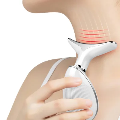 3 in 1 Neck Massager for Skin Care Microcurrent Facial Device Electric Neck Face Led Light Therapy Massager for Skin Tightening
