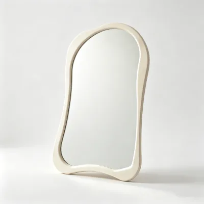 Customized Size Large Luxury Flannel Frame Irregular Wavy Wall & Standing Mirrors Safety High Quality Living Room Decor Mirrors