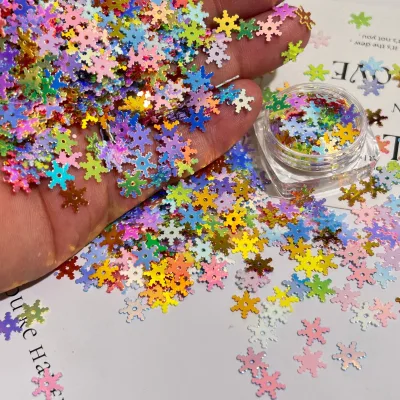 Holographic Glitter 6MM Snowflake Sequin Glitter for DIY Nail Art Crafts Christmas Decoration